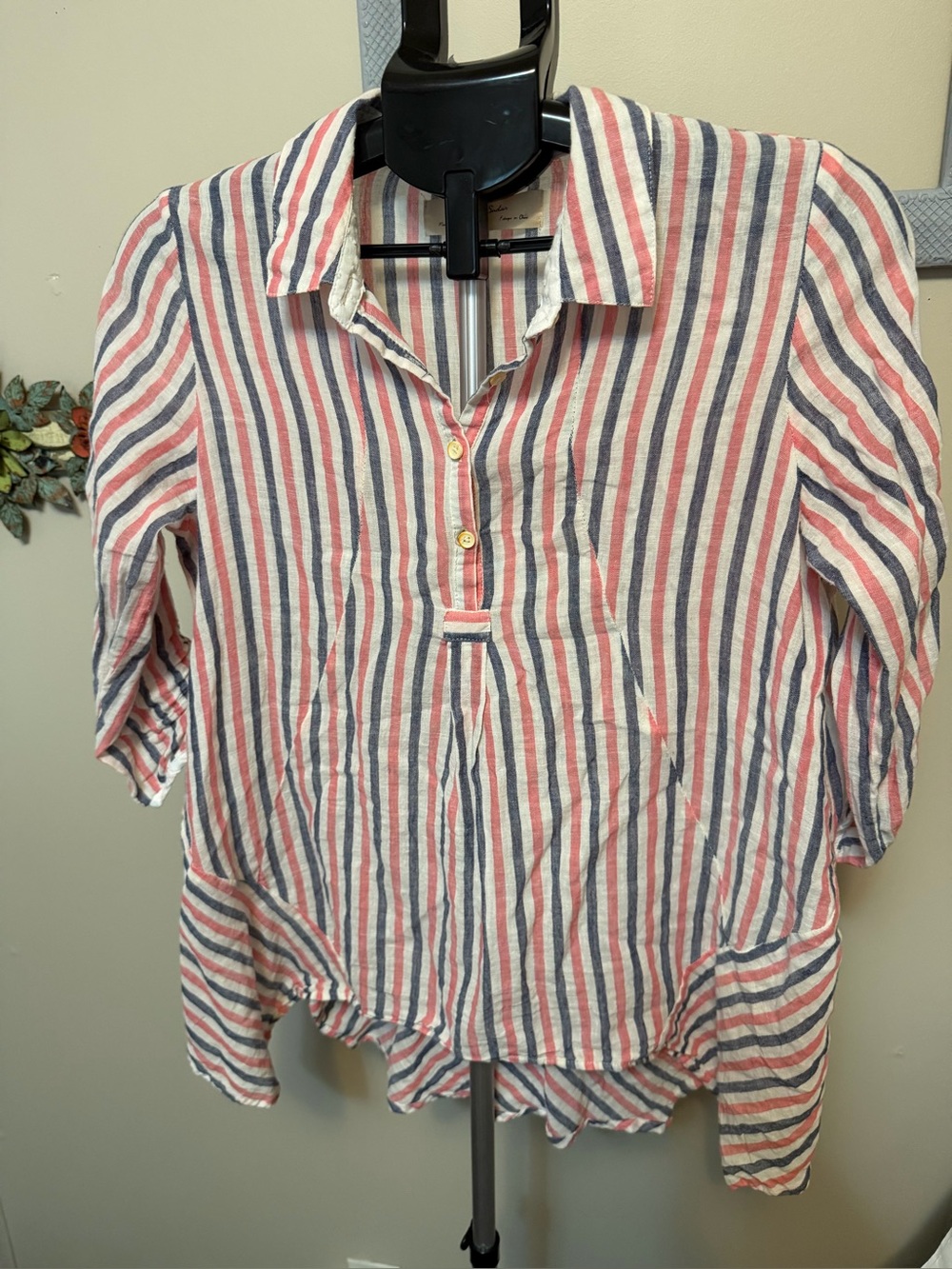 Anthropologie Isabella Sinclair Tisket Striped Popover Tunic Top - S